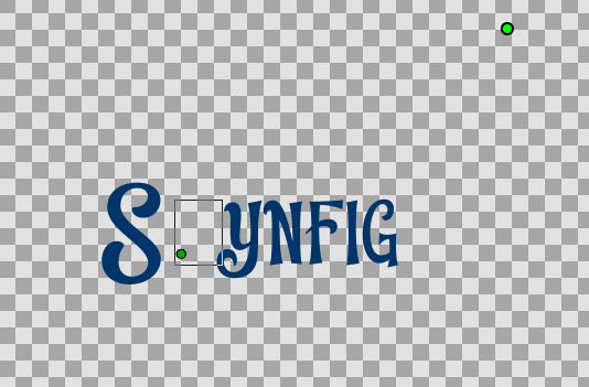 Synfig canvas showing an independently edited glyph